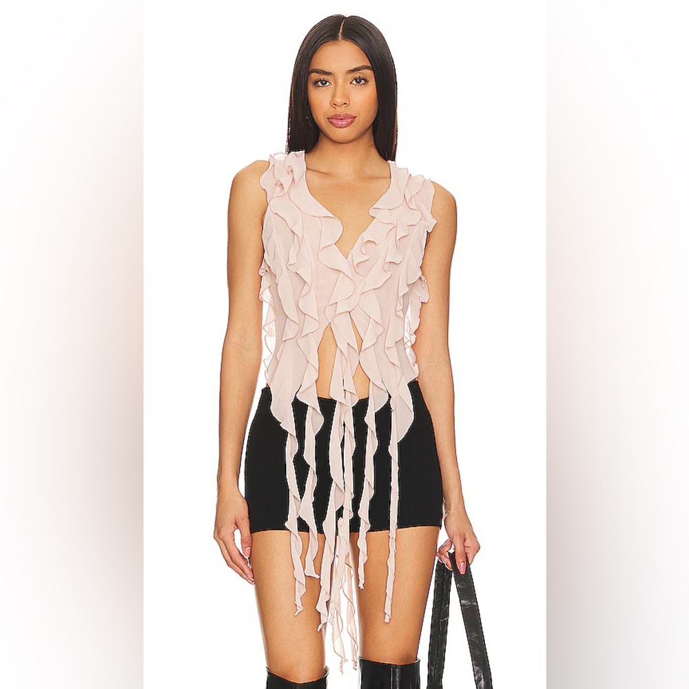NWT REVOLVE NBD Manju Ruffle Top in Nude - Medium